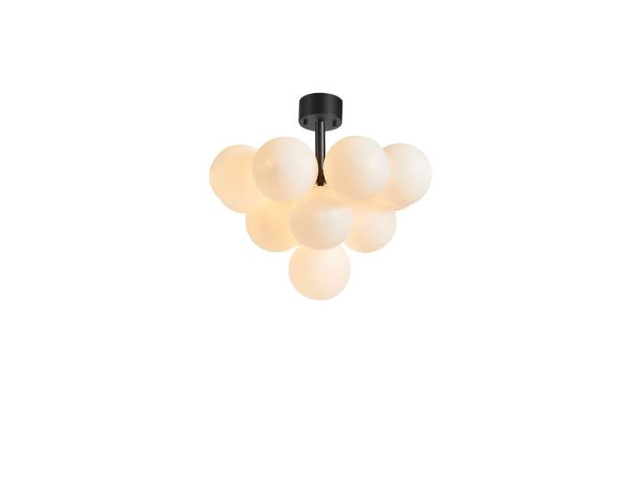 Plafonnier 13xg9 , verre opalin et métal noir