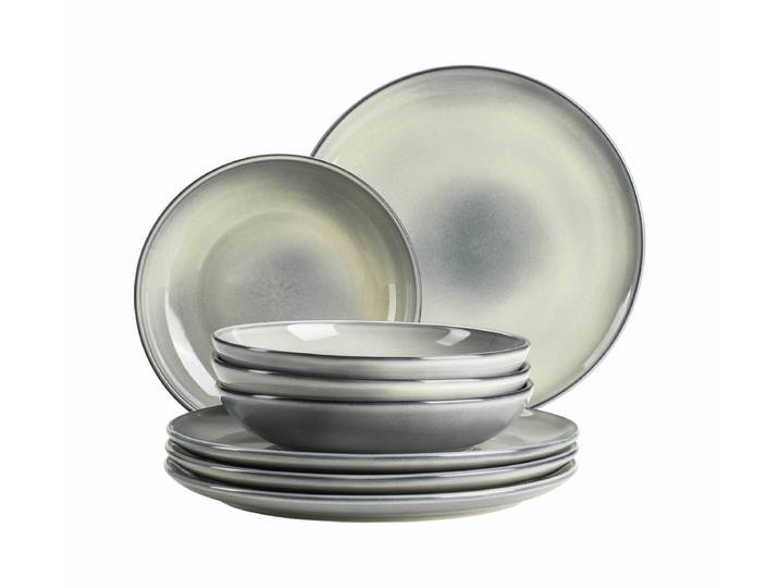 Mäser Tafelservice Steinzug Livio 8-teilig Teller Set Grün