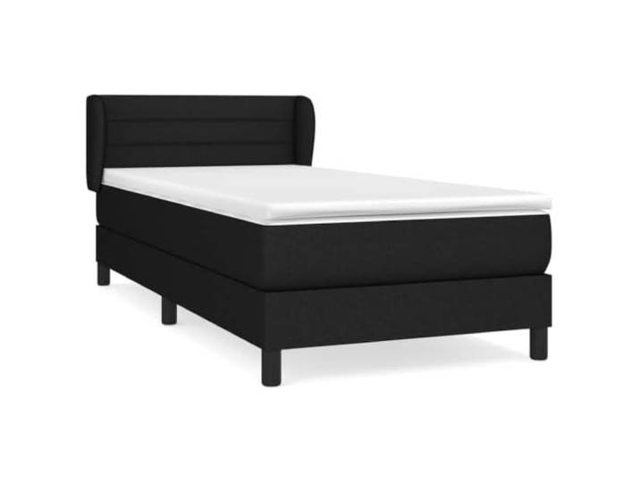 PUGYNBK Boxspringbett, 90 x 200 cm, mit Taschenfederkernmatratze Verstellbares Kopfteil, schwarze Polsterung, mittlere Festigkeit, atmungsaktiver Schutz