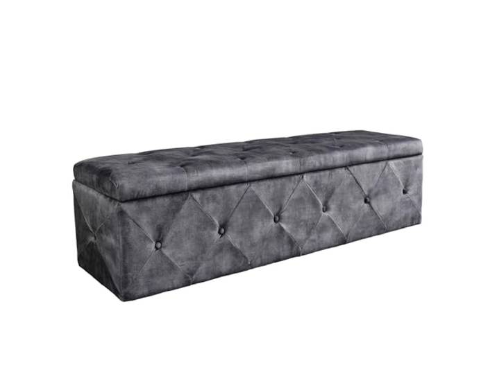 Bettbank EXTRAVAGANCIA - 140cm - antik grau - Samt Stauraum Chesterfield montiert geliefert, hohe Belastbarkeit, hoher Komfort, pflegeleicht, Ziersteppung, Landhausstil, angenehme Haptik