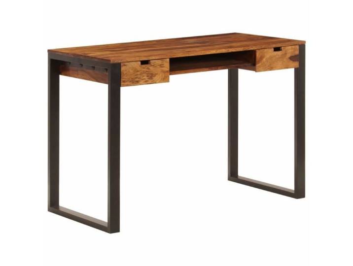 Bureau - Bois de Sesham - 2 tiroirs - Tablette pour clavier - Vintage - Marron