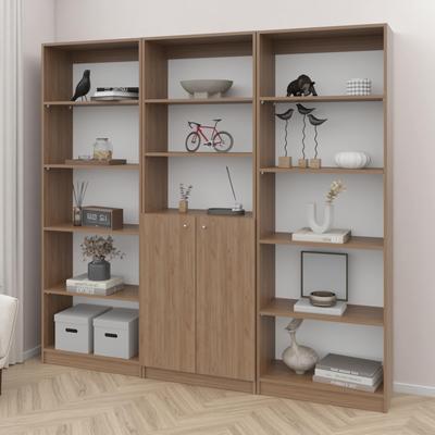 ZWYO HOSIMU "74"" 3-Piece Tall Bookcase Storage Set with Open Shelves, Closed Cabinet, Vertical Space-Saving Design & Modular Flexibility"