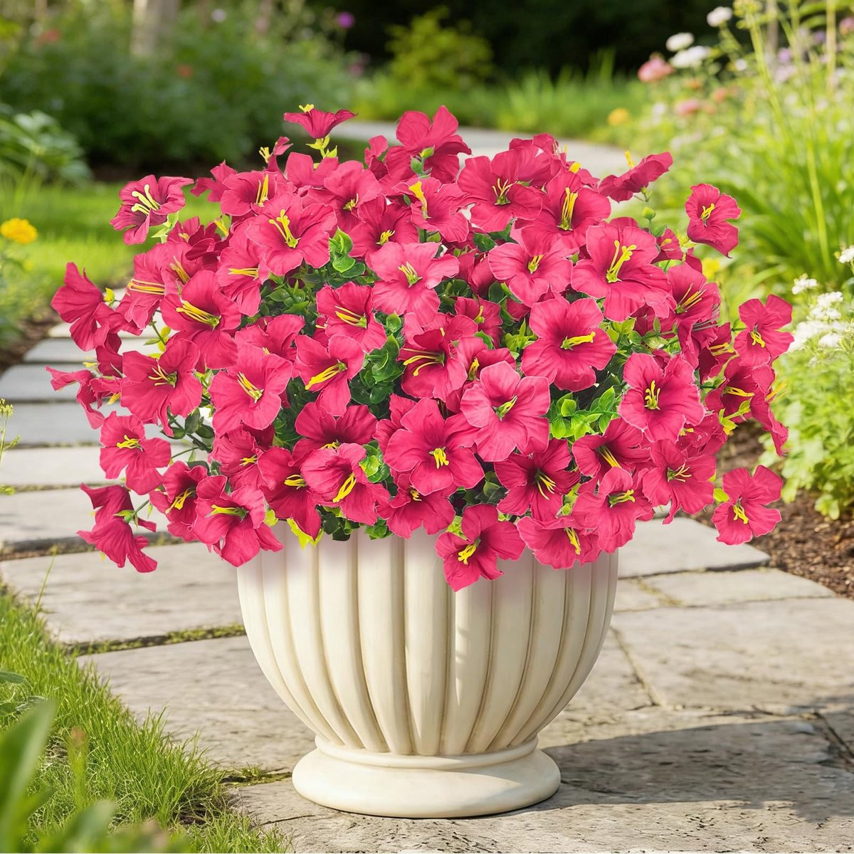 Dailygoods Kunstbalkonplanten 6 bundels - Weerbestendige kunstbloemen voor buiten