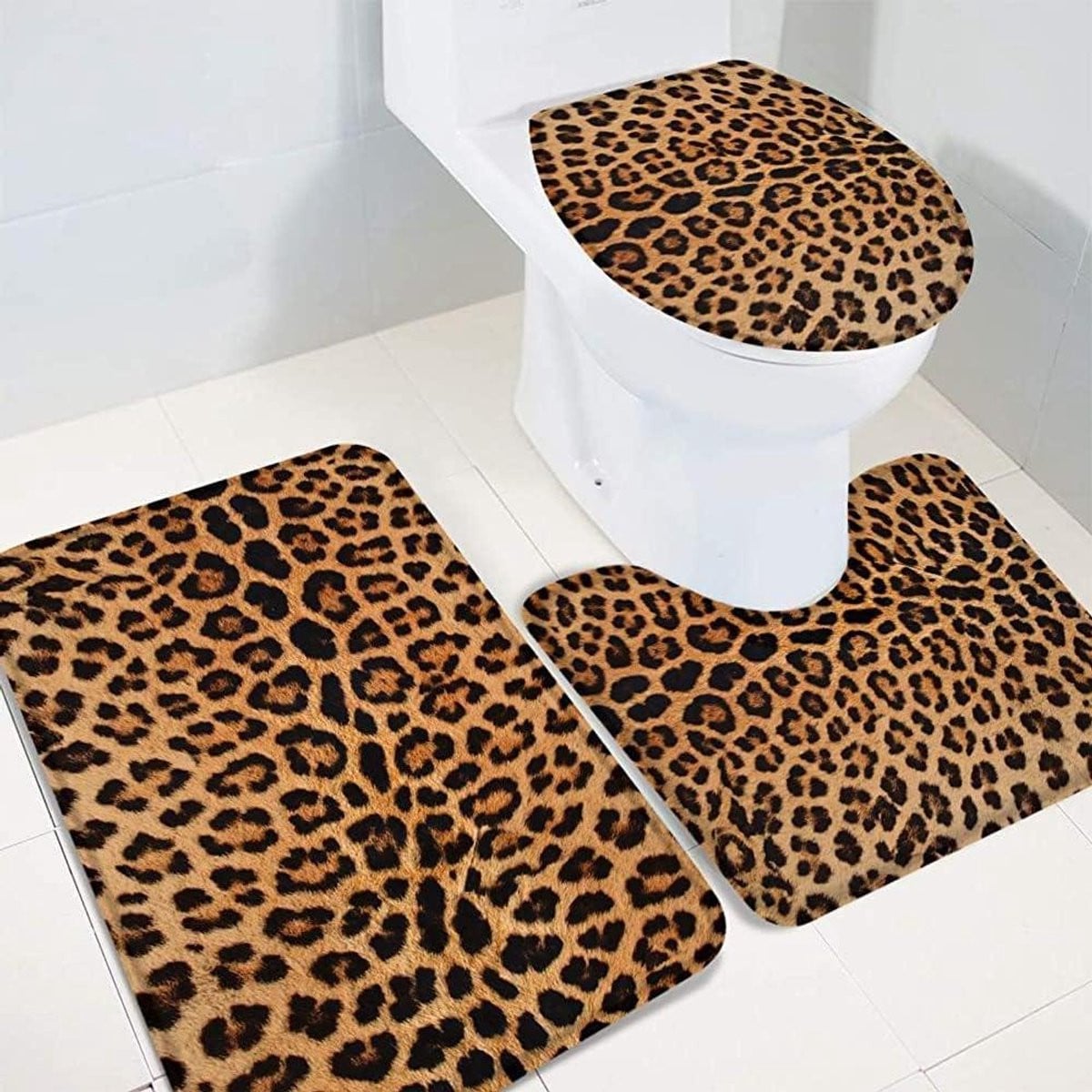 3-delige waterabsorberende badkamermat set met dierenprint