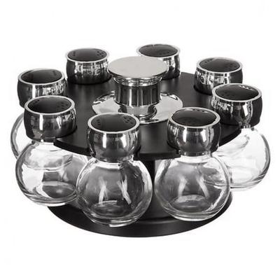 x8 Gewuerzglas + Drehstaender, schwarz