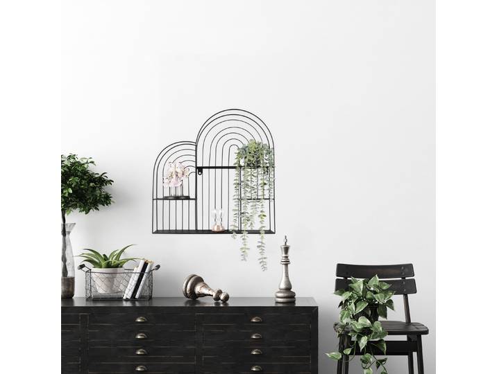 Wandregal MIRRORS AND MORE Ivanka , schwarz, B:54cm H:55cm T:11cm, Metall, Regale, Wandregal, Dekoratives Regal