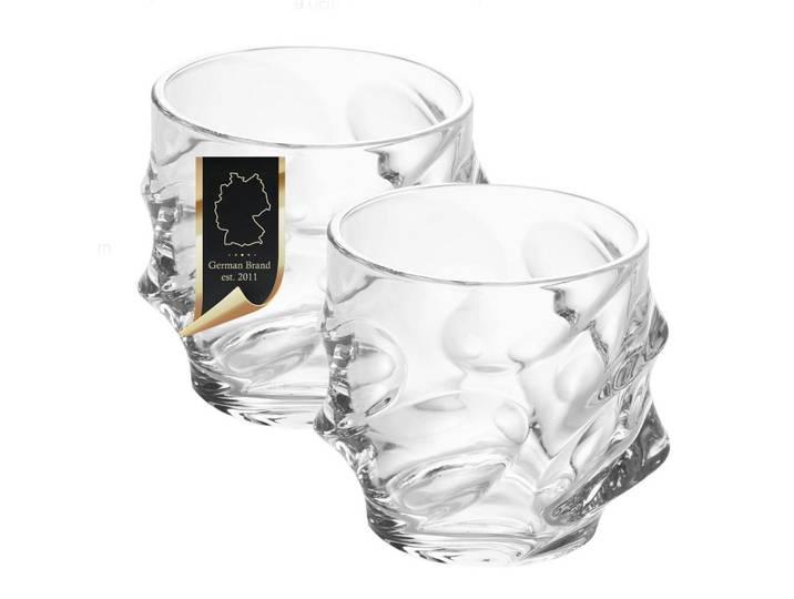 Intirilife Whisky Glas Set (2-tlg.), Transparent, Glas, 0.3 L, für Kaltgetränke, Glas, Whiskygläser
