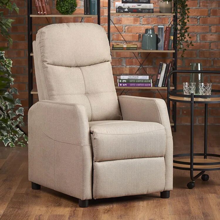 garneroarredamenti Poltrona reclinabile imbottita in tessuto beige Adele