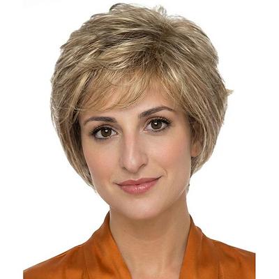 Stilvolle Kurzhaarperücke für Damen – natürlicher brauner Bob-Schnitt, leicht komfortabel