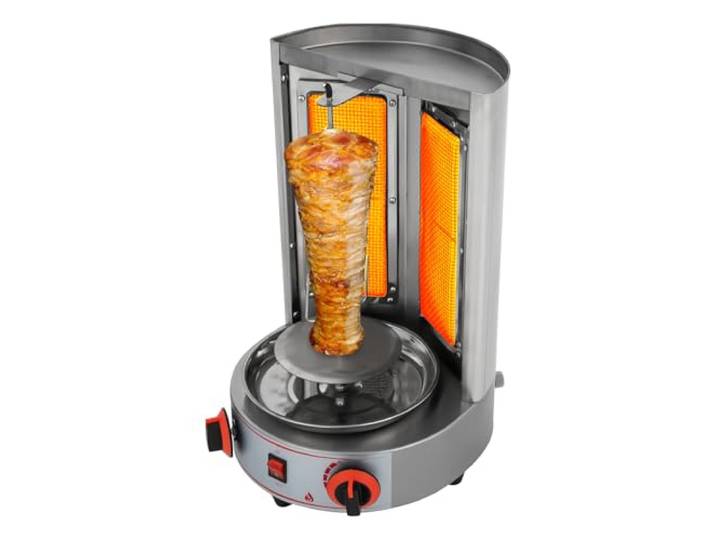 BBQ Kebabs Tischgrill 4.3KW 360° Gyrosgrill aus Edelstahl Dönergrill Einstellbare Spießhöhe Tischgrill Halboffenen Designs BBQ Vertikalgrill Maschine für Private, Gewerbliche