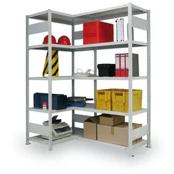Eckfachbodenregal CLIP, 2000 x 1000 x 400 mm, 5 Fachböden