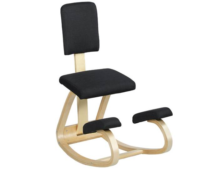 ComfortXL Kniestuhl De-05230 Ergonomisch, schaukelnd & rückenschonend Schwarz, Holz, 51x93x84 cm, Büromöbel, Bürostühle, Bürohocker