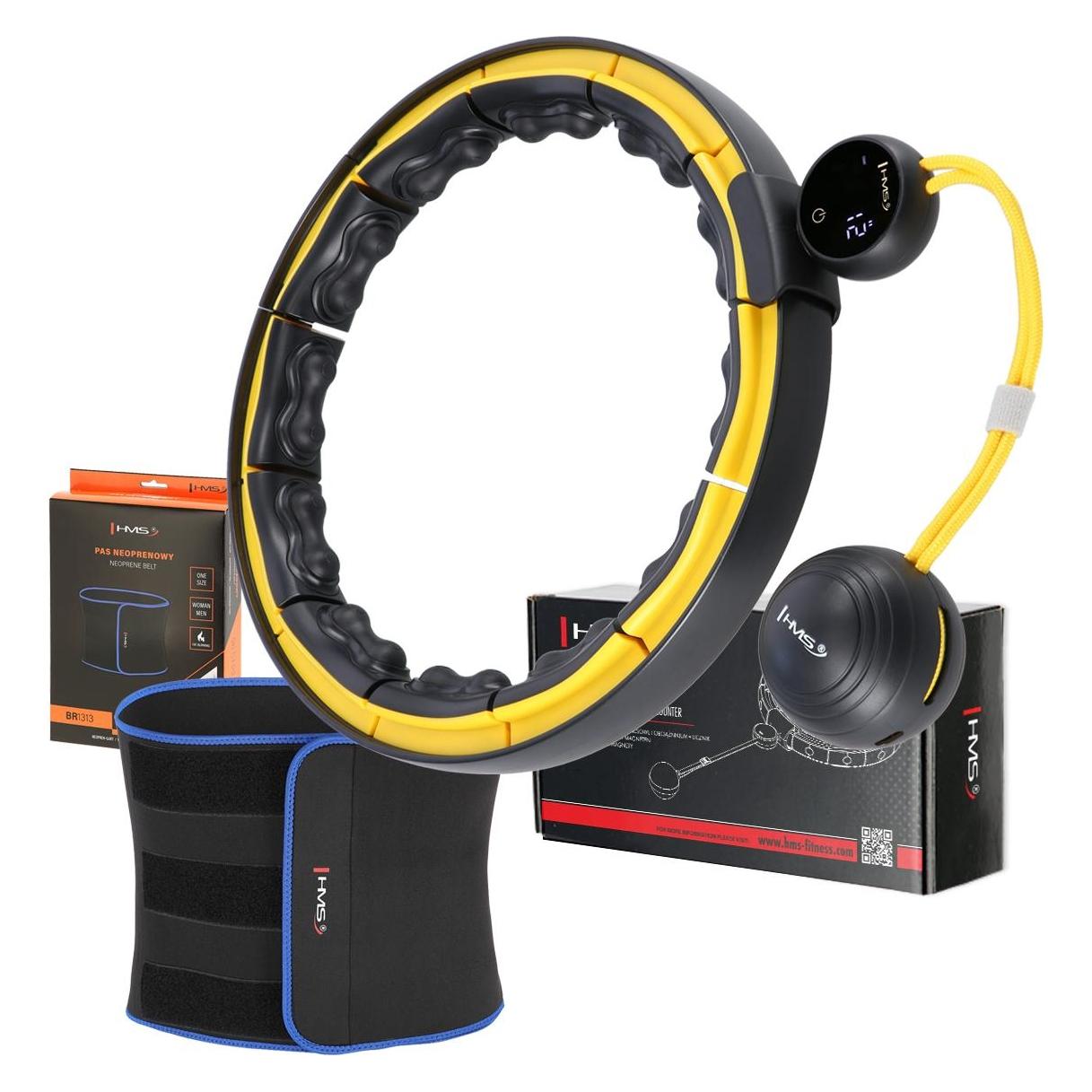 HMS Magnetisches Hula Hoop Set Schwarz/Gelb Hhm21 Mit Zähler + Abnefördergurt Br1313 (17-44-656)