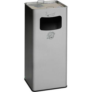 VAR Aschenbecher B32R, 3084, silber, für Outdoor, 2in1, Aschenbecher & Mülleimer aus Metall, 33 x 71cm, 53 Liter