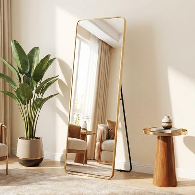 Spiegel OTTO HOME "Standspiegel Addrik, wahlweise in 2 Größen 150x40cm oder 160x50cm", gold (goldfarben), B:50cm H:160cm T:2,7cm, Glas, Spiegel, Ganzkörperspiegel mit Sicherheitsglas, in verschiedenen Farben