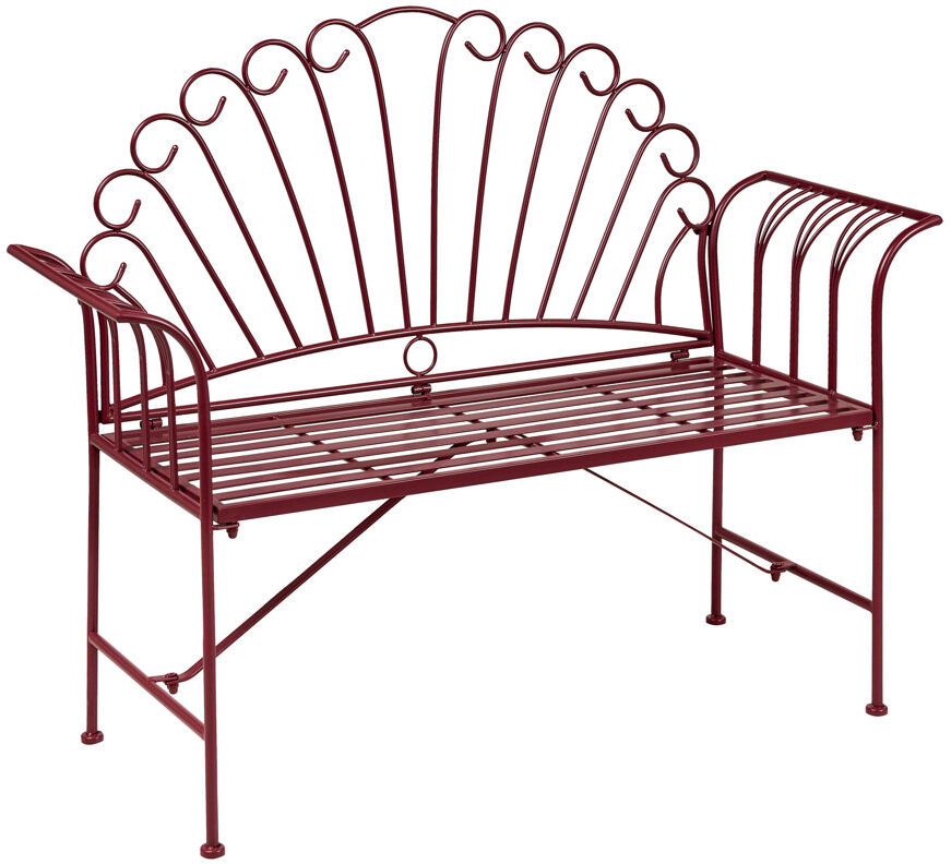 Lark Manor Iron Outdoor Bench Red 97cm H X 125cm W X 46cm D