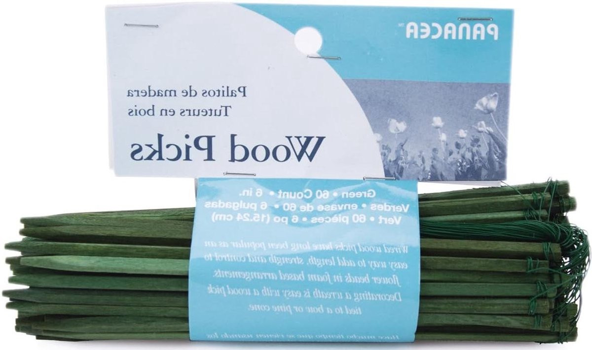 Groene houten bloemprikkers van 15 cm voor het maken van bloemstukken