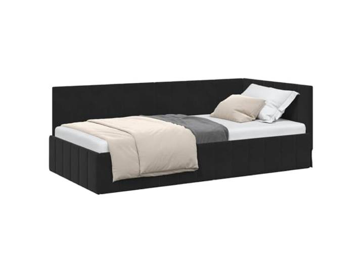 PUGYNBK Bettgestell L schwarz 100 x 200 cm Samt Platzsparendes Design, Massivholz, flexibles Kopfteil, doppelte Verwendung für Bett und Sofa