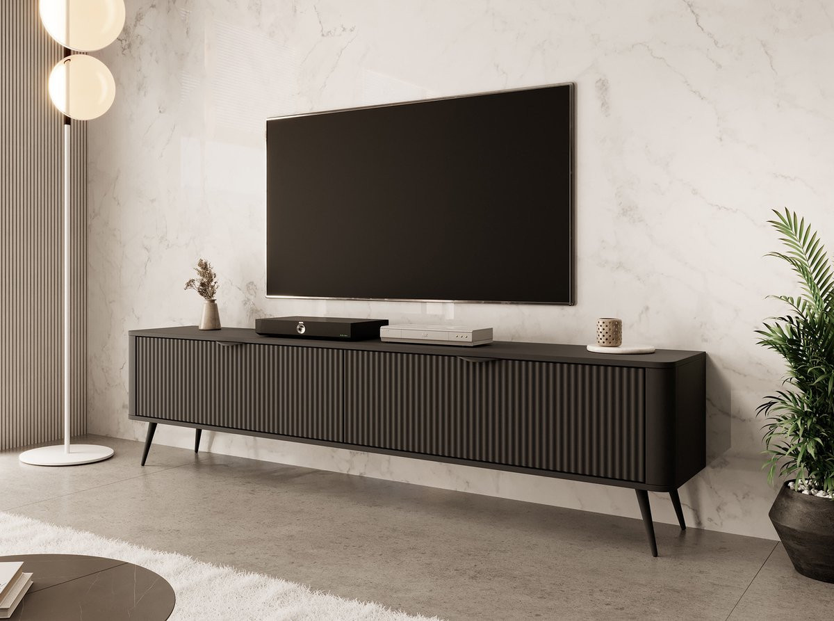 Meubella TV-meubel Lima - Zwart - Breedte: 200 cm