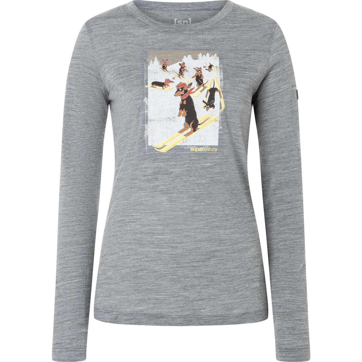 Super.Natural W Dachshund Party LS cashmere grey melange/various (35G) L SNWP0408335GL