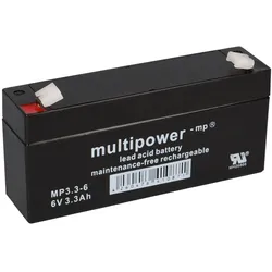 Multipower MP3,3-6 AGM Bleiakku 6V 3,3Ah – Flachkontakt