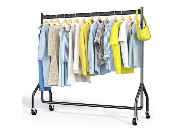 Porte-Vêtements À Roulettes À Charge Lourde Barre De Vêtements Pour Penderie Mobile Meuble De Rangement Pour Vêtements 152X46X1