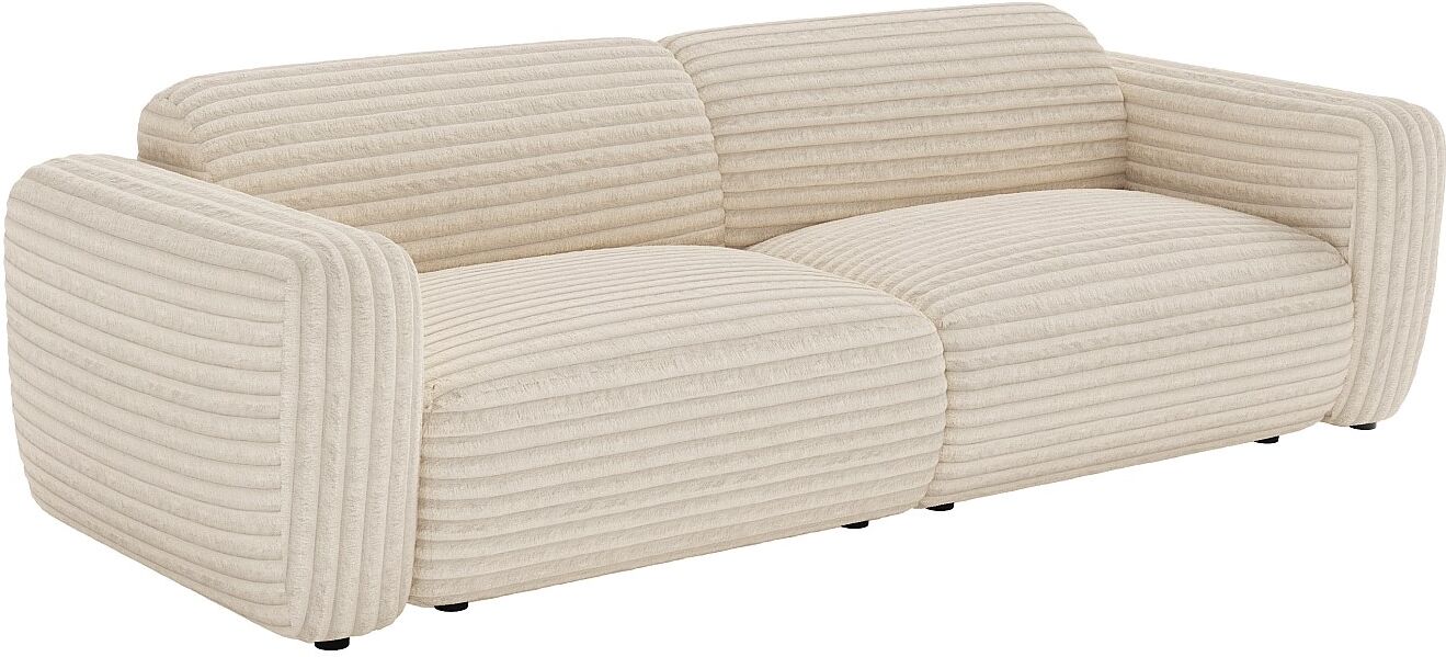 Vente-unique 4-Sitzer Schlafsofa aus grobem Breitcord-Samt in Beige POGNI von Maison Céphy