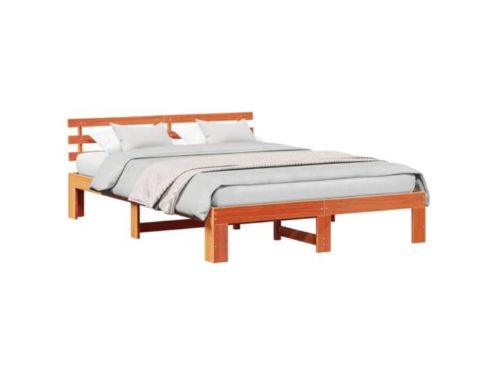 PUGYNBK Bettgestell aus Kiefernholz, 160 x 200 cm Rechteckig 31 cm hoch, Kopfteil inklusive, einfache Reinigung, minimalistischer Stil