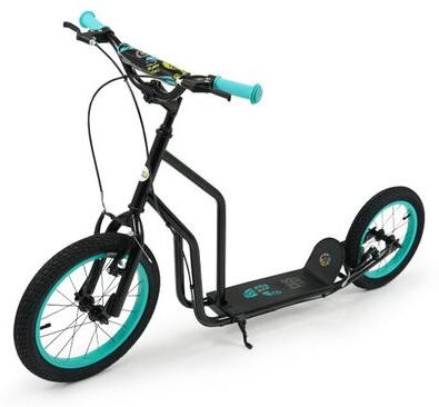 Costway Youth Scooter with Adjustable Handlebar and 16/14-Inch Inflatable Wheels for Age 8+ Years Old-Black