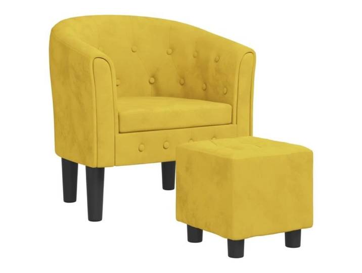 Fauteuil cabriolet - ESTINK - Jaune - Velours - Repose-pied inclus - Design contemporain