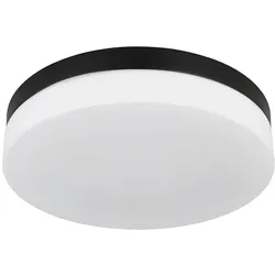 Deckenleuchte Badezimmer Lampe Terrasse rund Außenleuchte Balkon Wetterfest IP44, Aluminium Glas, 1x E27 Fassung, DxH 30x6,5 cm