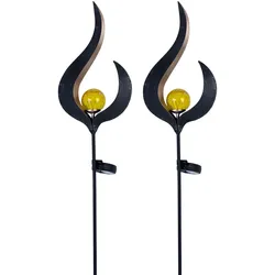 2er Set LED Solar Leuchten Außen Beleuchtungen Dekoration Steck Lampen Flamme Design