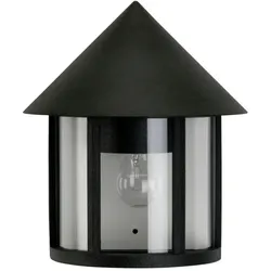 Albert Außenwandleuchte Landhaus Kegeldach modern Typ Nr. 3222, Halbform, Direktmontage, IP44, E27, Alu-Guss / klar, Schwarz matt ALB-663222