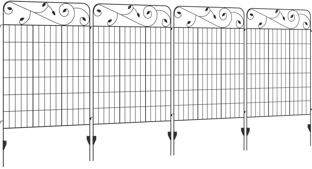 Rosalind Wheeler Avielle Garden Fencing Decorative Picket Fence 4PCs 11.5x3.6ft Black Black