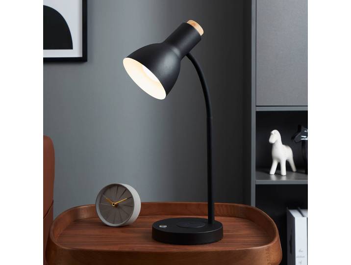 EGLO Tischleuchtelampe Veradal-QI, dimmbar, schwarz, für Arbeitszimmer / Büro, Metall