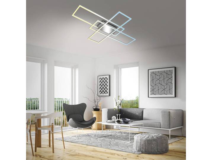 Briloner LED Deckenlampe Roami, dimmbar, alu / grau / zink, für Wohn- / Esszimmer, Metall, Modern, LED Deckenleuchte
