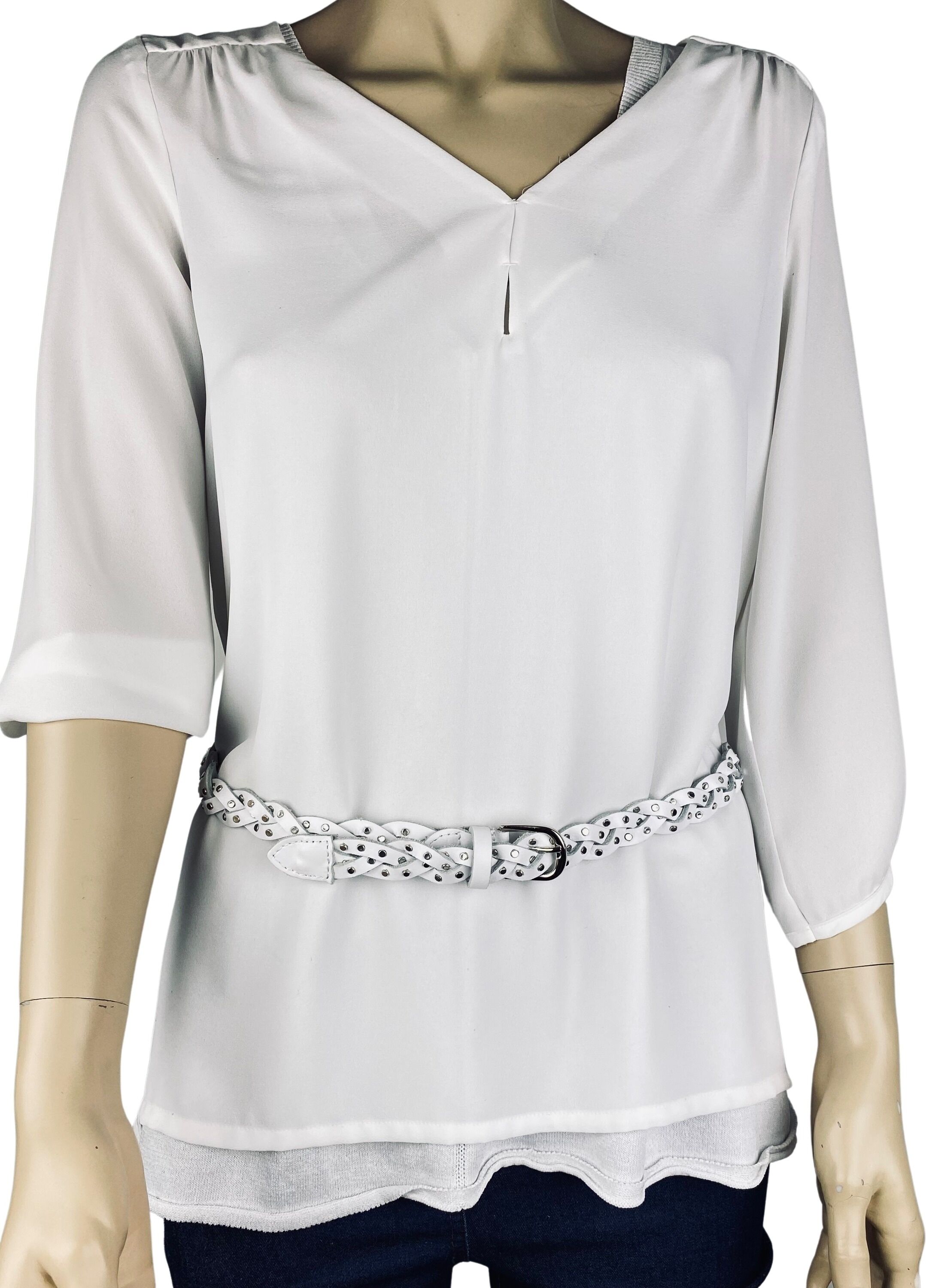 Ledergürtel "Yachting", Damen, Gr. L, weiß, Leder, COLLEZIONE ALESSANDRO, unifarben, Basic, Gürtel Ledergürtel, geflochten, aus Rindsleder