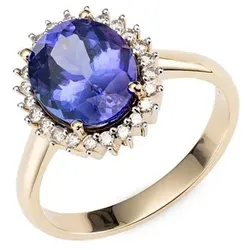 Tansanit AAA ca. 2,50ct Ring Brillanten ca.0,17ct Gold 585