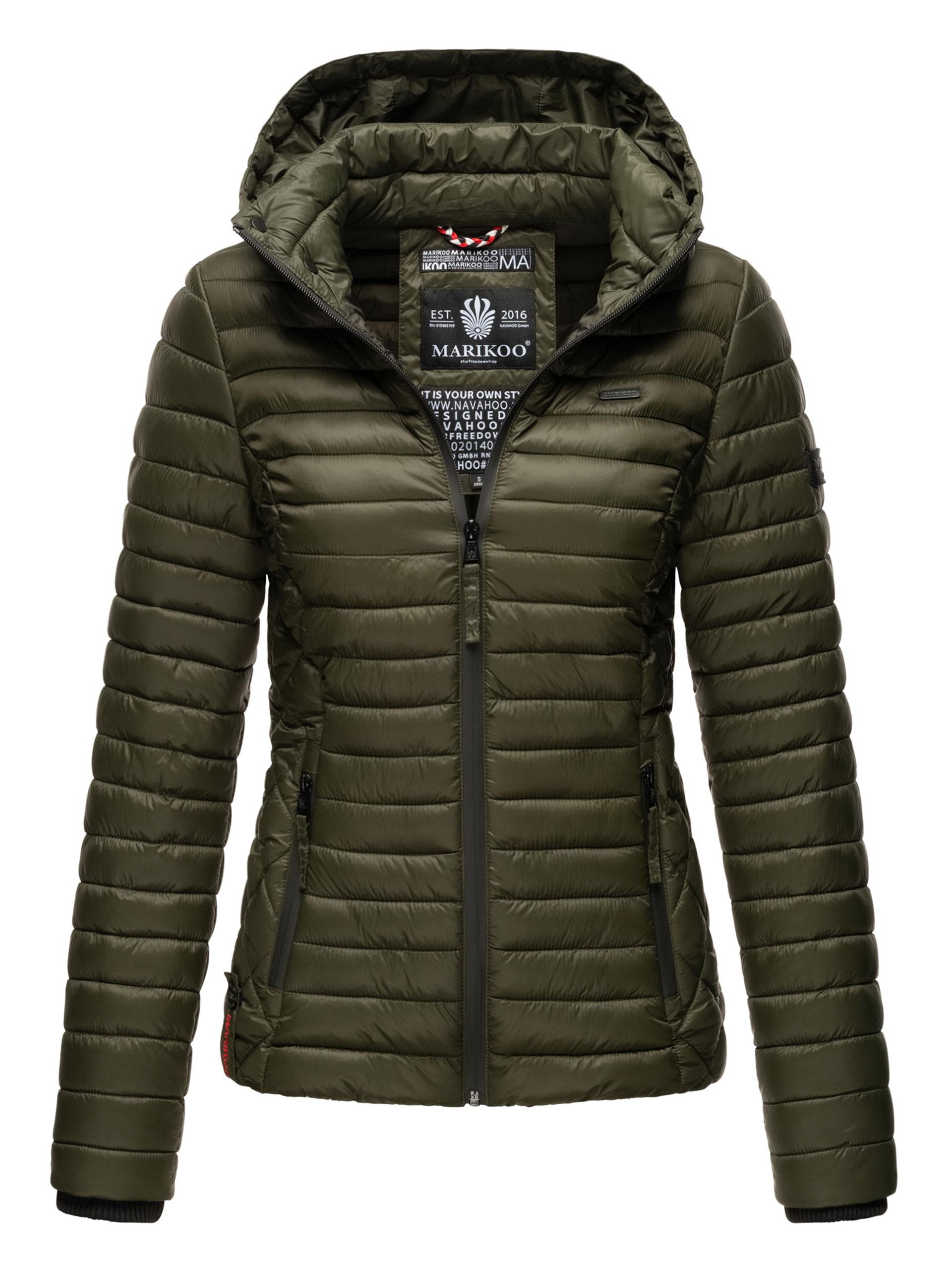 Marikoo Damen Steppjacke Samtpfote mit abnehmbarer Kapuze & Rippbündchen