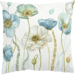 KISSENBEZUG Blüten in Gold und Blau 40/40 cm