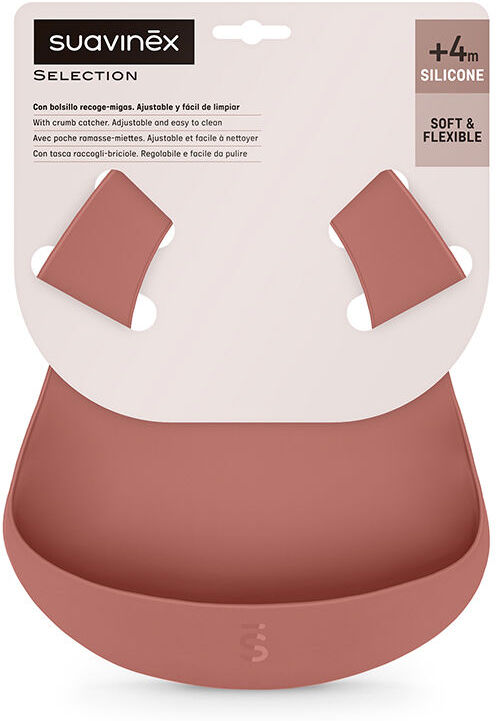 Suavinex Babete em silicone Selection +4m #Rosa 1 unidade