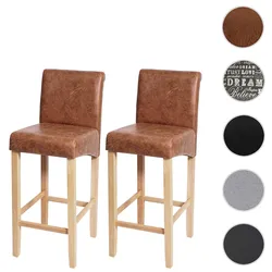 2er-Set Barhocker HWC-C33, Barstuhl Tresenhocker, Holz ~ Wildlederimitat, helle Beine, Stoff/Textil