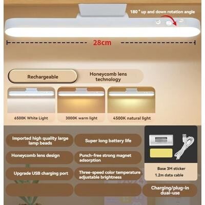 Uplifted Finds Magnetic LED Eye Protection Reading Lamp Remote Control & Stepless Dimming Learning Light battery Type