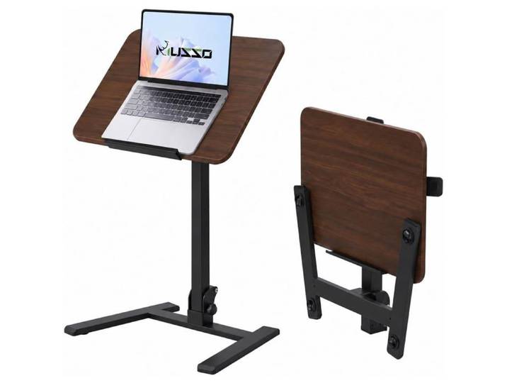 Bureau assis-debout mobile pliable MUSSO D7 - noyer