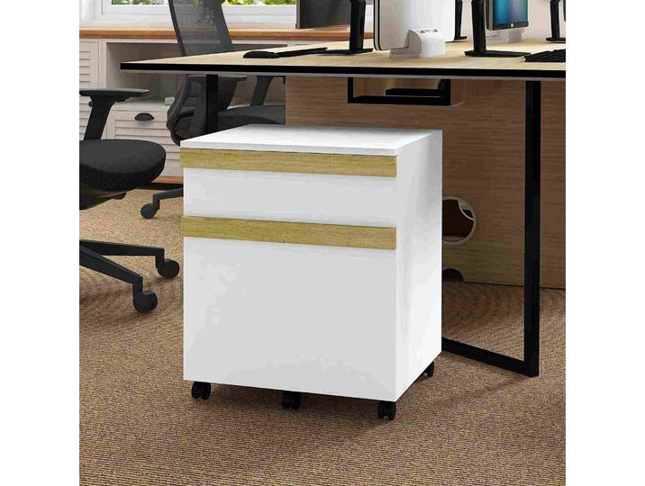 Vinsetto Caisson Bureau Blanc 2 Tiroirs Roulettes
