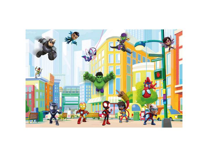 Marvel Fototapete Spidey Sightseeing, Mehrfarbig, Cartoon, 400x250 cm, Tapeten & Wandverkleidungen, Fototapeten