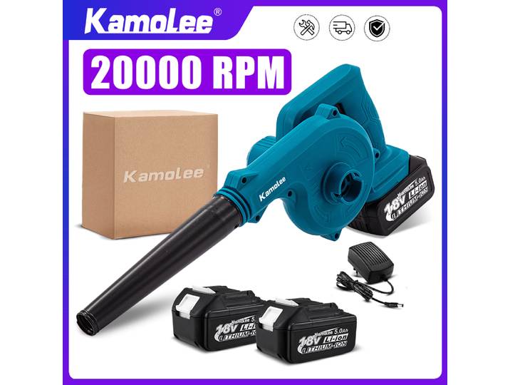 Kamolee 20000 tr/min charge sans fil sèche-cheveux aspirateur 2 en 1 électrique souffleur de feuilles outil de nettoyage de la poussière pour batterie 18 V-21 V