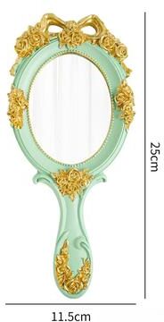 Fusion Finds Vintage Handheld Makeup Mirror With Embossed Rose Design Portable Oval Travel Vanity Mirror mirror Green