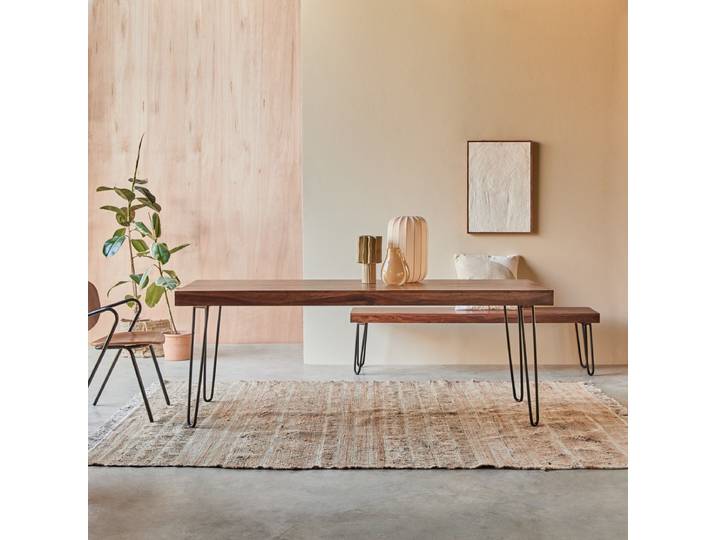 Esstisch aus massivem Palisander 6/8 Pers. Metal & wood - Braun - Sheesham