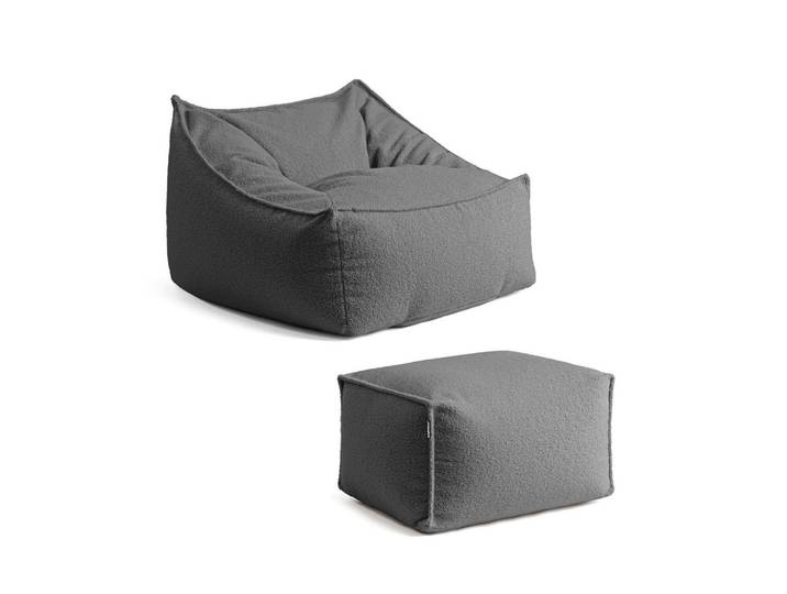 SITZSACK Bouclé Snug mit Hocker